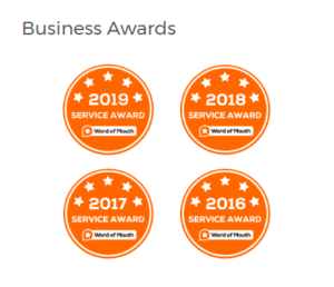 Word of Mouth Service Awards 4 years running